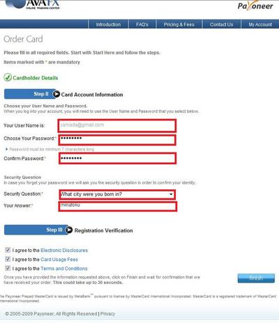 Card Account Information