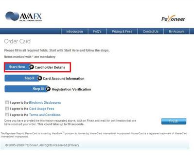 AVAFX ORDER CARD