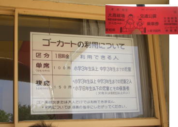 大高緑地公園のゴーカートの料金表