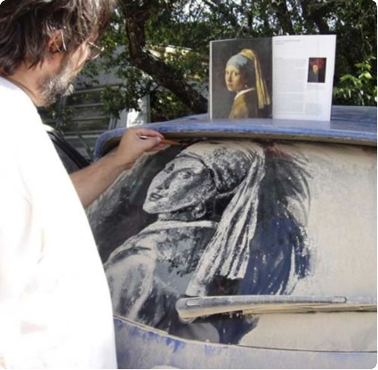 scott-wade-dirty-car-art 汚れた車にアートする 青いターバンの少女 scott-wade-dirty-car-art 汚れた車にアートする 青いターバンの少女