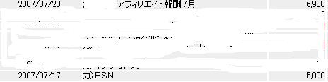 イーバンクアフィリ報酬2007.07