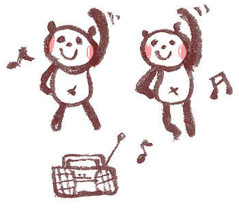 ラジオ体操するパンダ