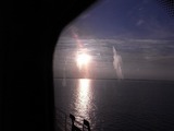 バルト海に沈み行く夕日を車窓から