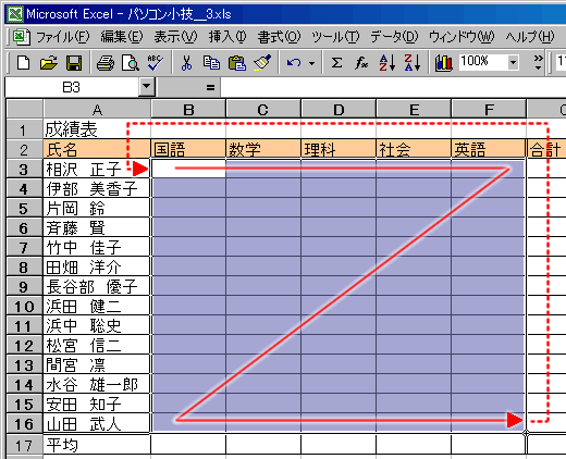 右へ行って下に移る