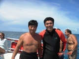 koji and Mune on the boat