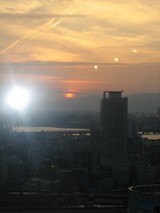 展示会場からの夕焼け