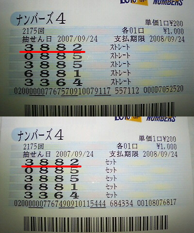 ストレート的中当選券