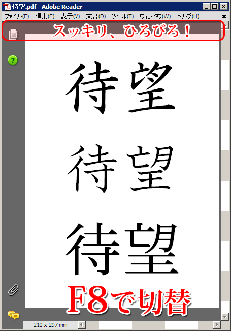 AdobeReader F8キーで広々-2