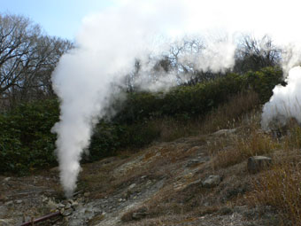 野趣溢れる野天風呂近くの噴煙だけでも見る価値あり