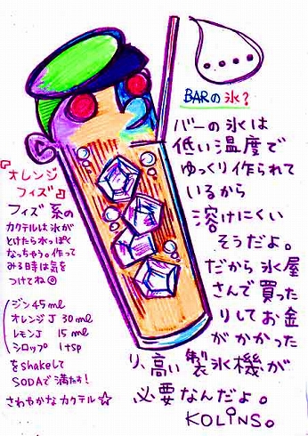 カクテル レシピ バーテンダー イラスト オレンジフィズ
