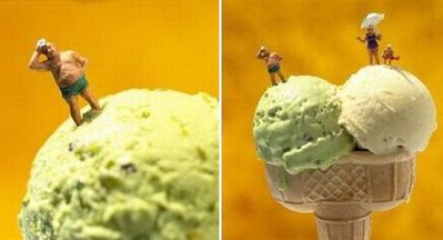 食べ物の中に迷い込んだミニチュアの世界06