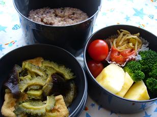 ゴーヤとなすの梅味噌炒め煮のお弁当