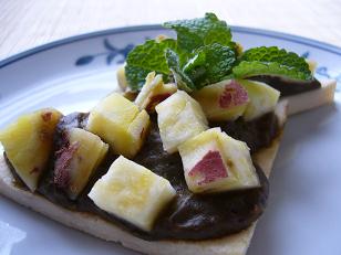 高野豆腐でピザ風芋抹茶