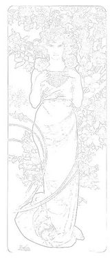 ミュシャの大人のぬり絵「花 ローズ」