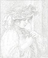 胸に花を飾る女 ぬり絵