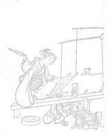 鈴木春信の大人のぬり絵「機織」