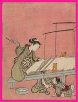 鈴木春信の大人のぬり絵 機織り原画