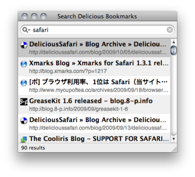 Search Delicious Bookmarks