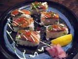 旗籠家トロサーモンの押し寿司