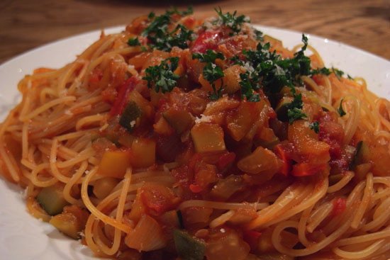 夏野菜のパスタ