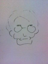 名刺の裏の似顔絵
