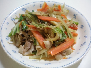 白菜と豚肉炒め