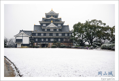 雪の日の岡山城1