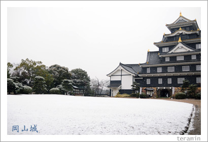 雪の日の岡山城2