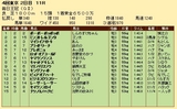 第２９Ｓ：１０月２週 毎日王冠 成績