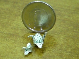 小さい鶴折ったよー