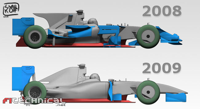 F1規約変更 マシン イラスト 08年と09年の比較 F1通信